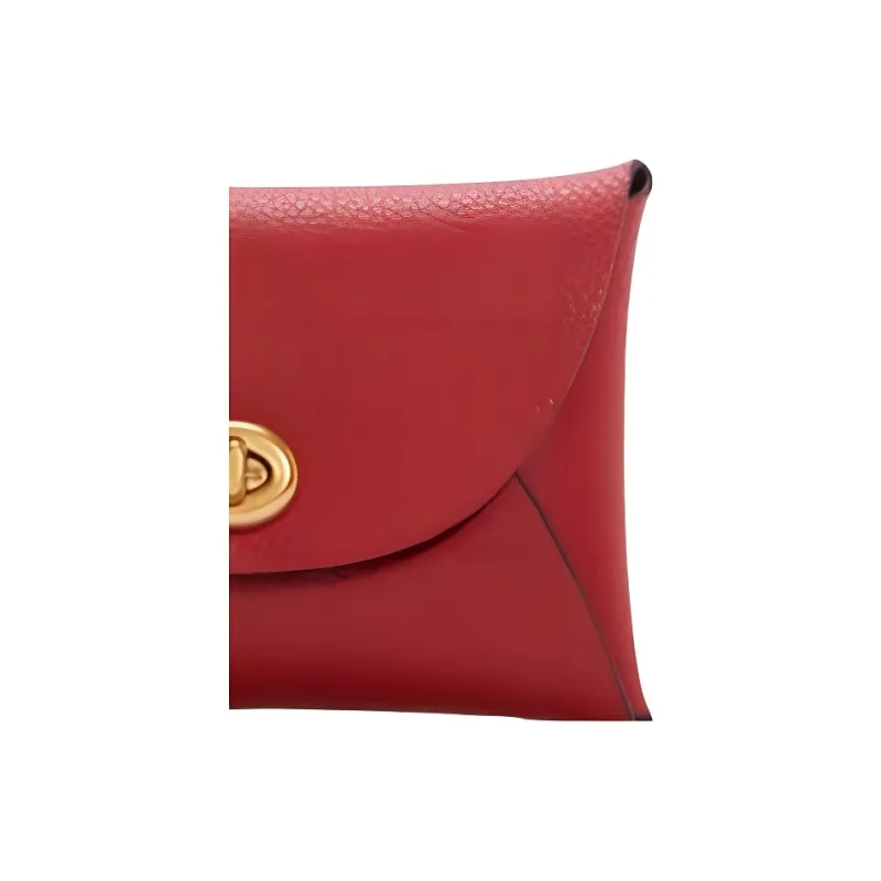 COACH Pouch Pebbled Leather Clutch Coin Purse Mini Women's Red-3