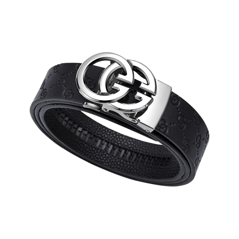 Cheekkiss Cow Leather Belts Men's Gunmetal, Gold 3.5cm-19