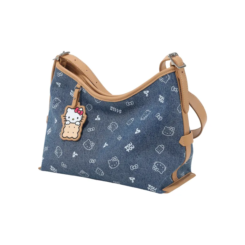 TOUTOU Hello Kitty Collaboration Hello Kitty Fabric Shoulder Bag Regular Women's Denim Blue-4
