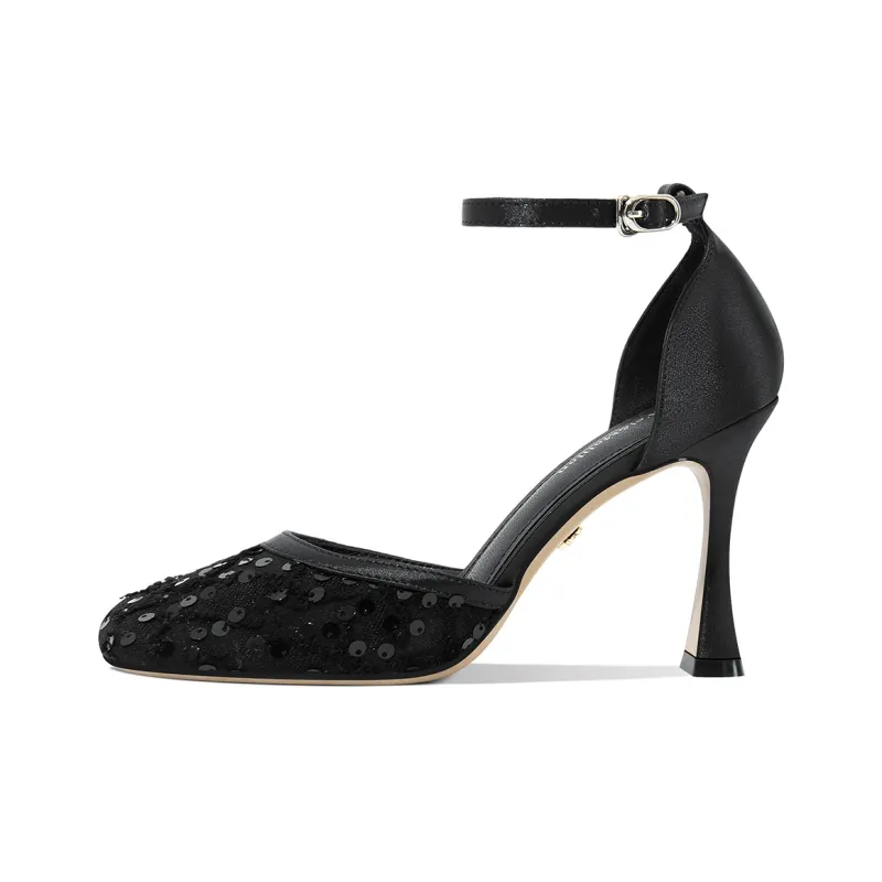 Lily Wei Twilight Of Winter Flared Heel High Heels Women's Black-0