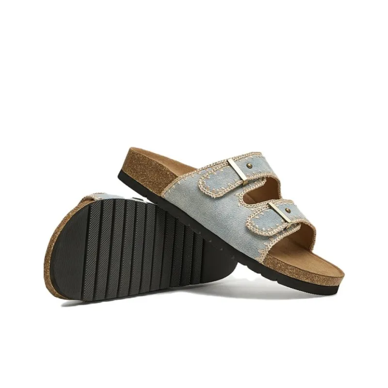 TATA Rubber Sole Leather Patchwork Quiet Slide Slippers Women's-7