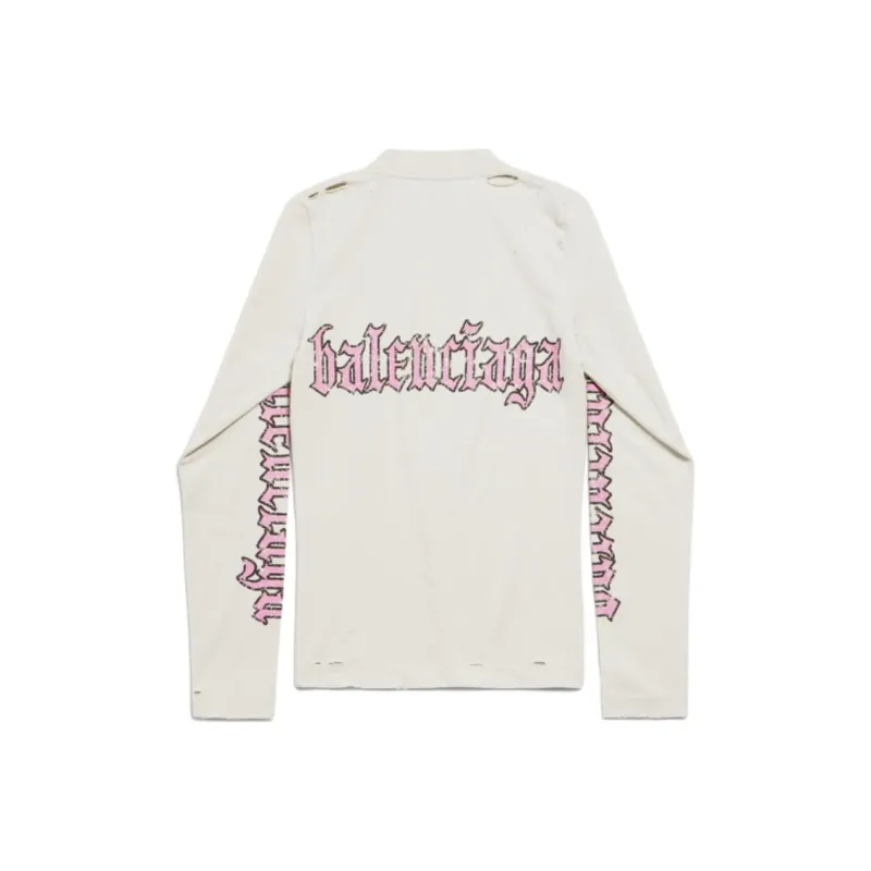 Balenciaga FW25 T Shirt Women's Distressed White Regular Fit-1