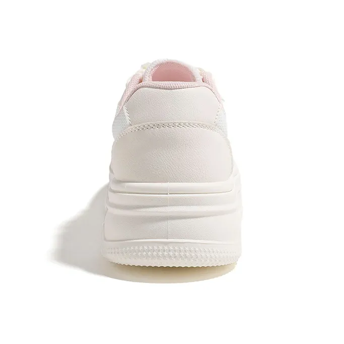 HUANQIU Slip Resistant, Lightweight, And Breathable Low Top Skateboard Shoes Women's Beige Pink-3