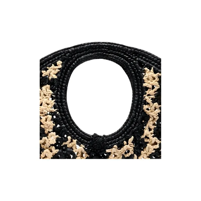 Jacquemus Raffia Handbag Trumpets Women's Ivory & Black-4