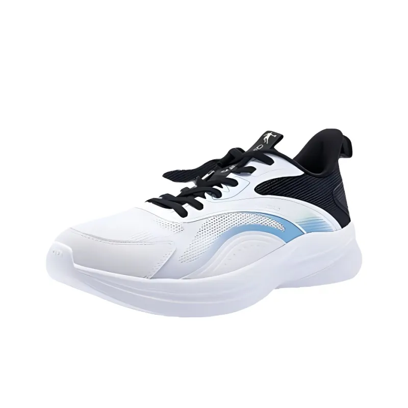 QIAODAN Anti Slip Wear Resistant Low Top Running Shoes Men's White Blue-0