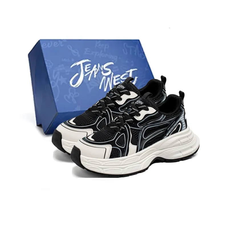 JEANSWEST Shock Absorbing, Non Slip, Wear Resistant, Breathable And Lightweight Low Top Chunky Sneakers Men's-0