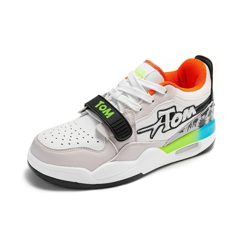 TALKING TOM Vintage Basketball Shoes Unisex Low Top Beige Orange/White/Gray Black-11