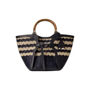 Polo Ralph Lauren Fabric Tote Bag, Shopping Bag, Handbag Women's Dark Blue & Beige