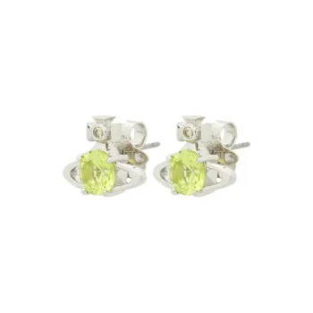 Vivienne Westwood Rhinestone, Recycled Brass Earrings Unisex Silver