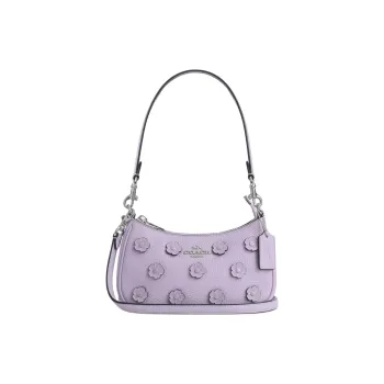 COACH Teri Pebble Leather Crossbody Bag, Shoulder Bag Trumpets Women's Purple