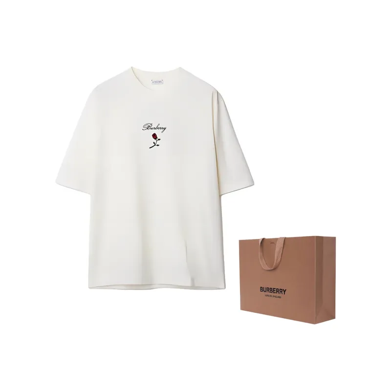 Burberry Rose Flocked Cotton T shirt-6
