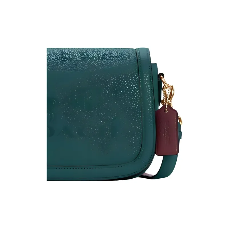COACH Saddle Leather Flap Saddle Bag Shoulder Bag Crossbody Bag Small Size Women's Green-4