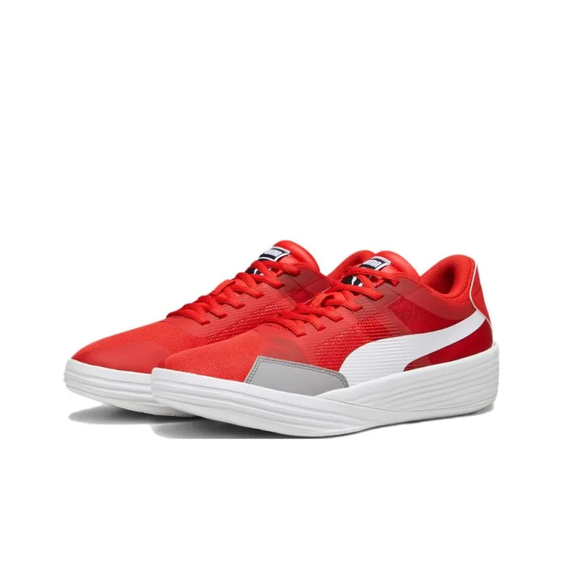 PUMA Clyde All Pro Anti Slip Wear Resistant Low Top Basketball Shoes Men's Red White-2