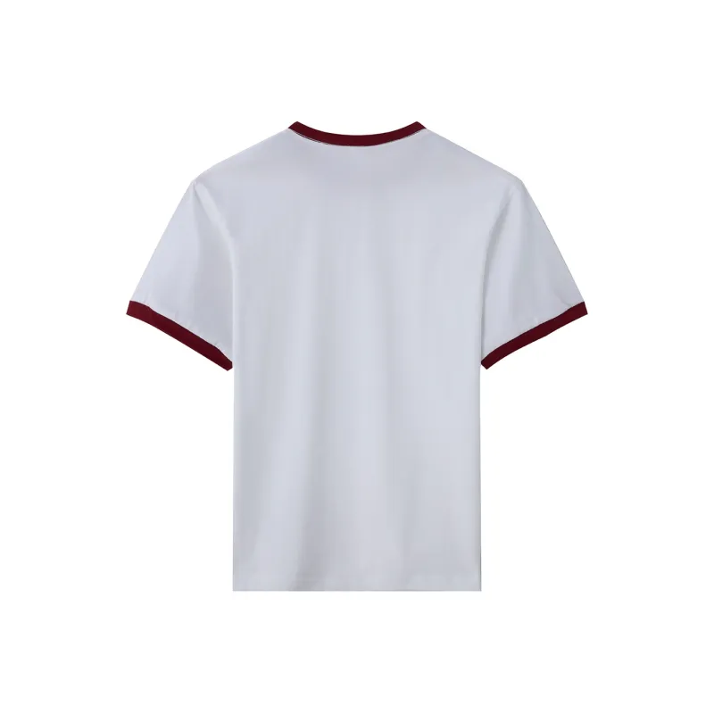 FAIRWHALE T Shirts Women's White & Burgundy-1