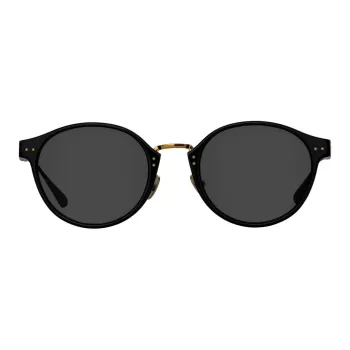 Linda Farrow Acetate Titanium Oval Sunglasses Unisex Black
