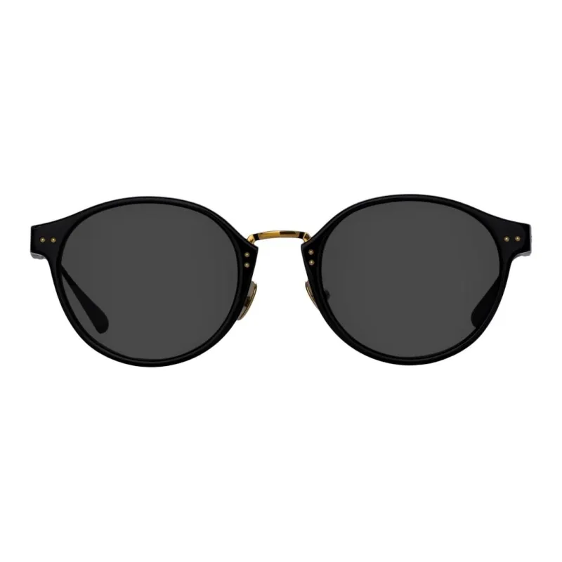 Linda Farrow Acetate Titanium Oval Sunglasses Unisex Black-0