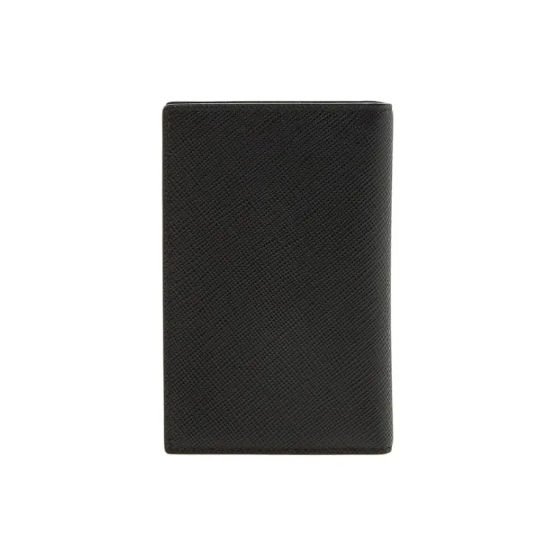PRADA Leather Card Holder Unisex Black-4