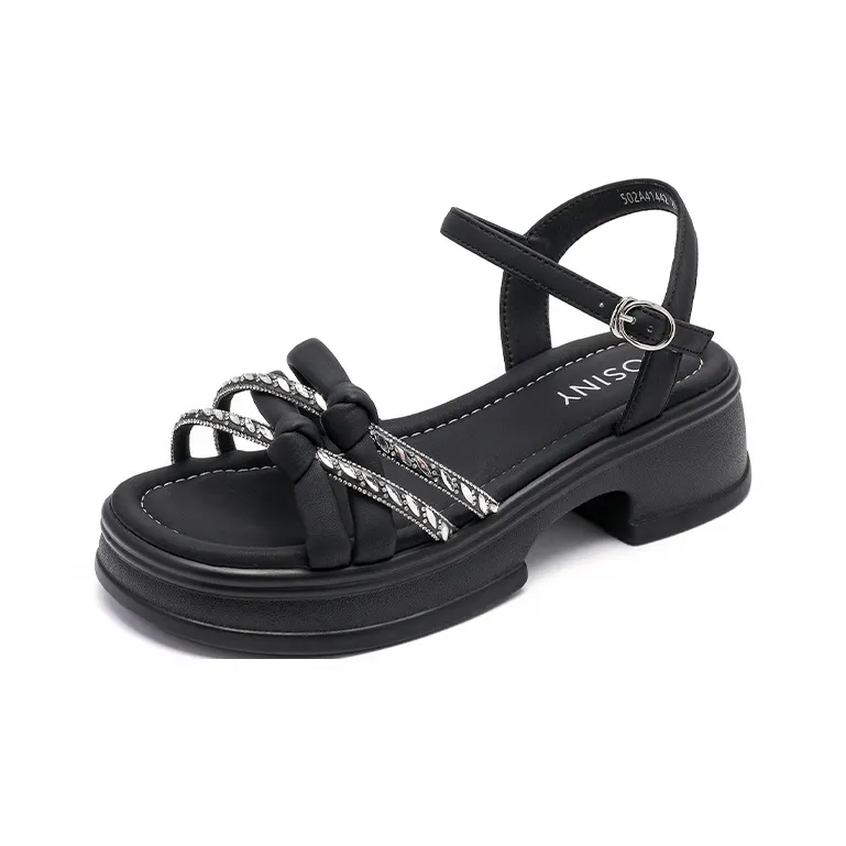 JOSINY One Strap Sandals Women's Black-0