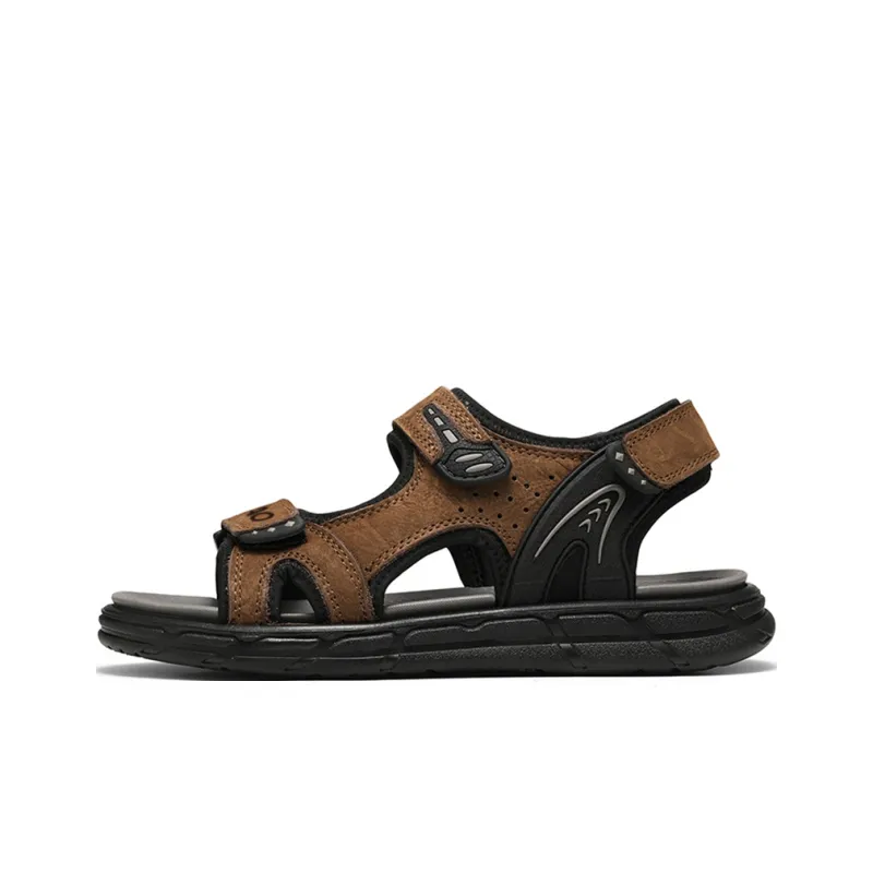 LINGPAO Beach Sandals Men Black/Brown-5
