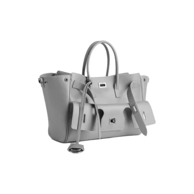 Balenciaga Cow Leather One Shoulder Handbag Trumpets Women's Cloud Gray-2