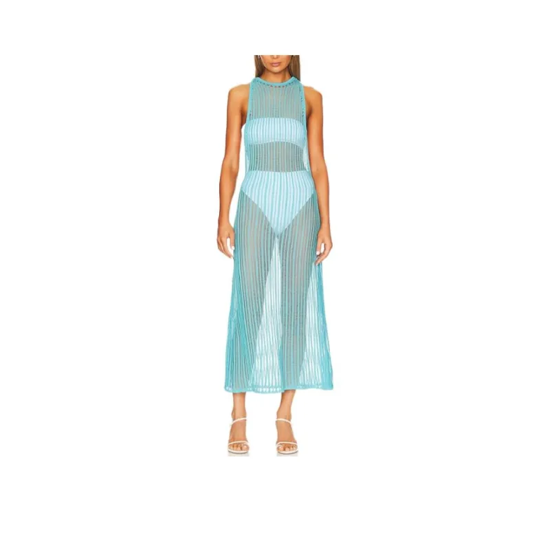 ALPACA Sleeveless Dress Women's Aqua Blue-0