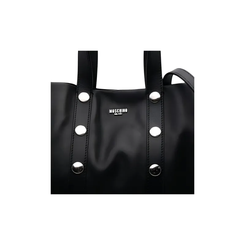 MOSCHINO Studded Leather Tote Bag-2