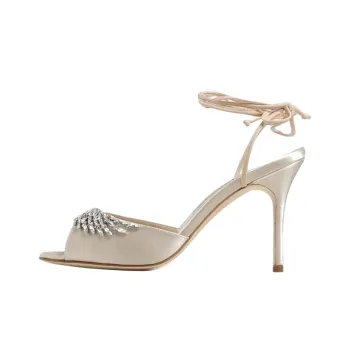 MANOLO BLAHNIK Plumena One Strap Sandals 9cm Women's Beige