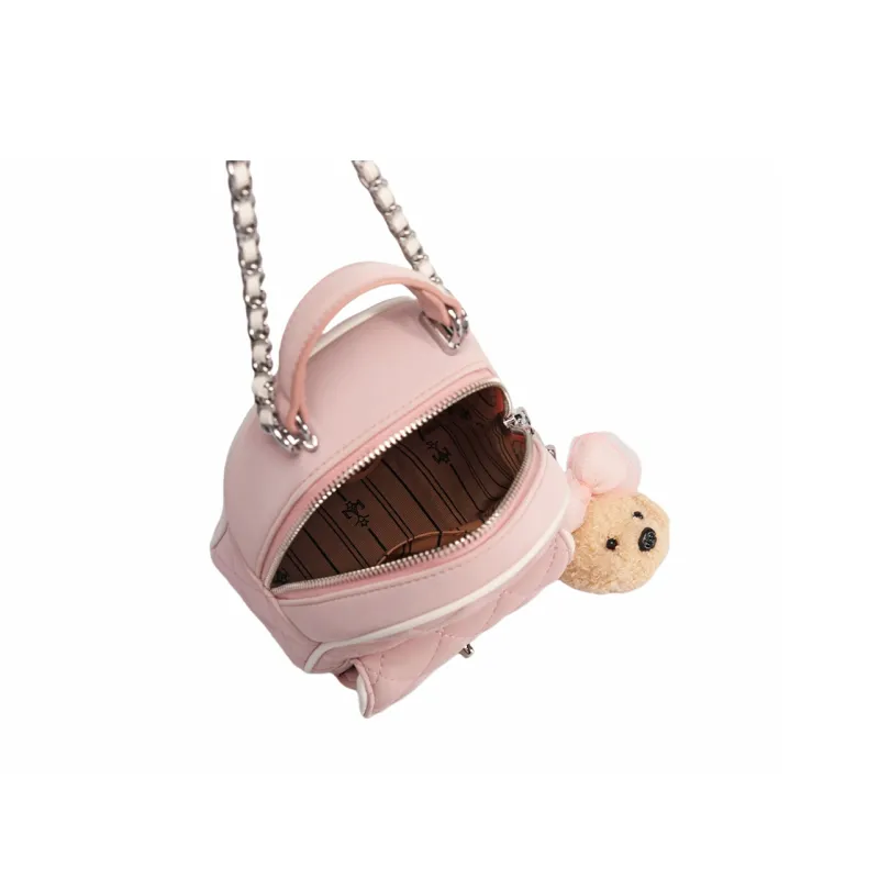 MISS GAIL Synthetic Leather Carry Backpack Women's Pink-4