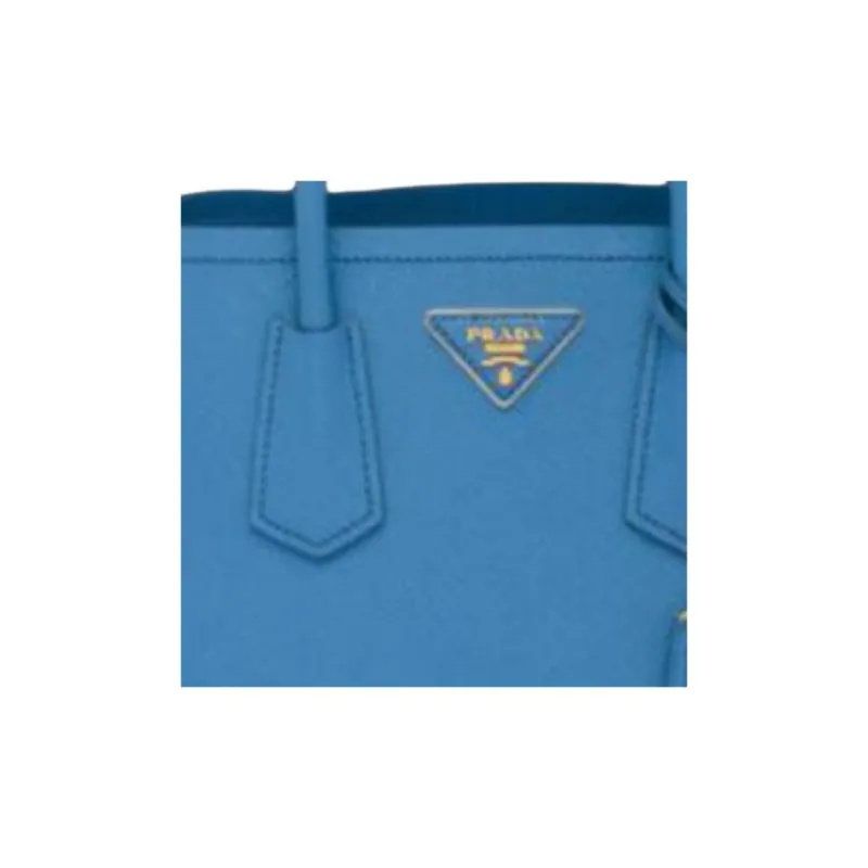 PRADA DoubleSaffiano Leather Handbag Mini Unisex Blue-2