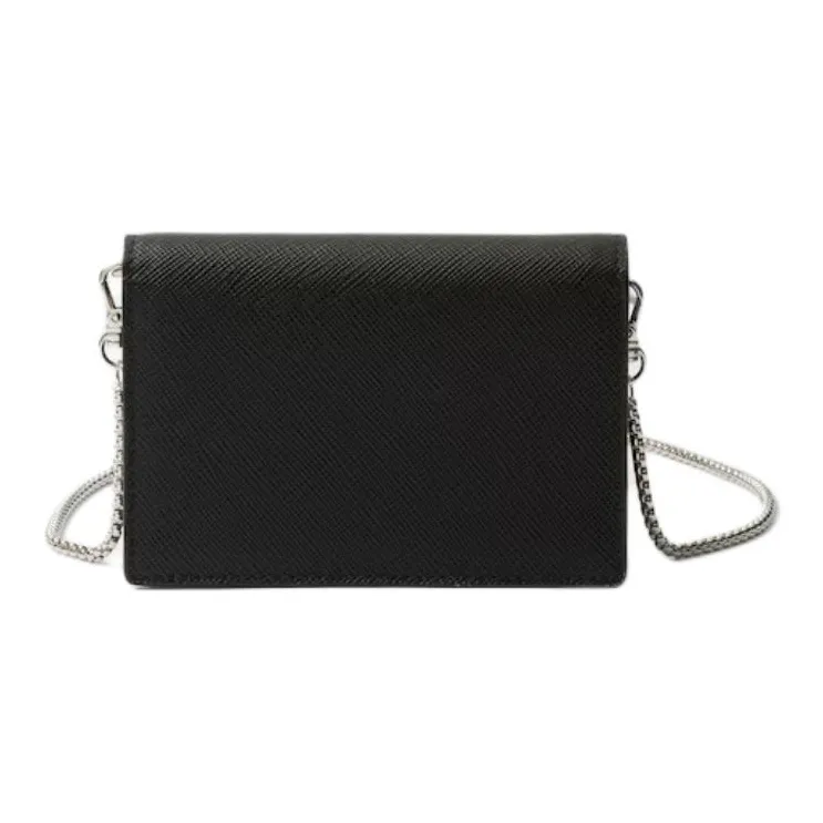 PRADA Saffiano Cow Leather Card Holder Women's Black-1