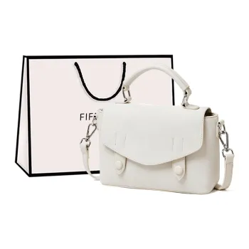15 MINS Synthetic Leather One Shoulder Handbag Women's Ecru