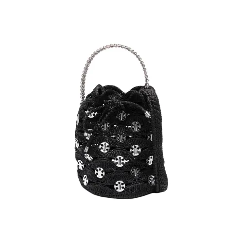 Paco Rabanne Raffia Bucket Bag Handbag Women's Black