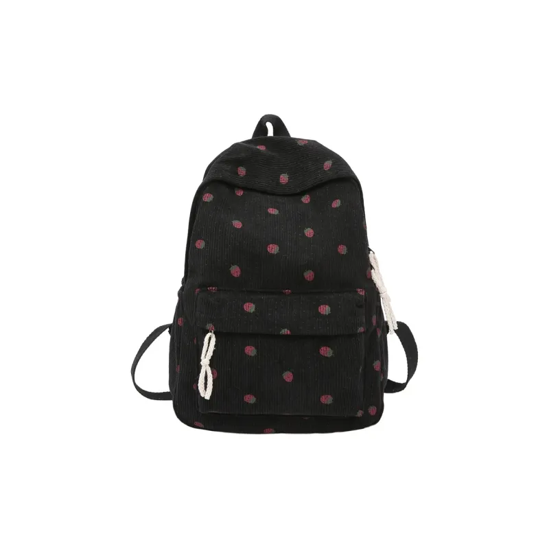 Meow In The Grass Corduroy Backpack Women's Black/White/Light Pink/Dark Pink/Green/Coffee-0