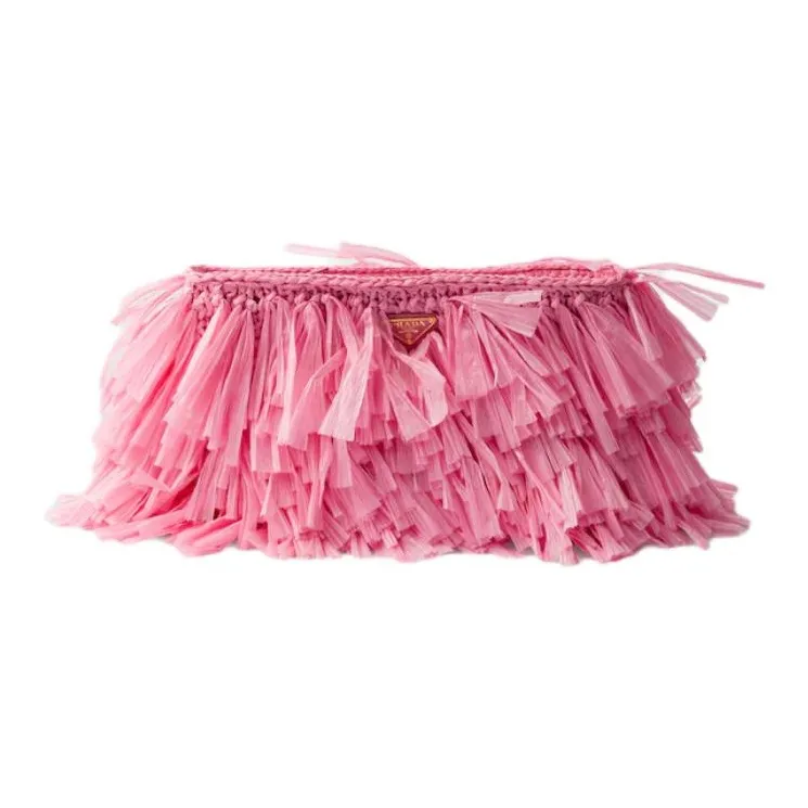 PRADA Viscose Shoulder Bag Medium Size Women's Petal Pink-0