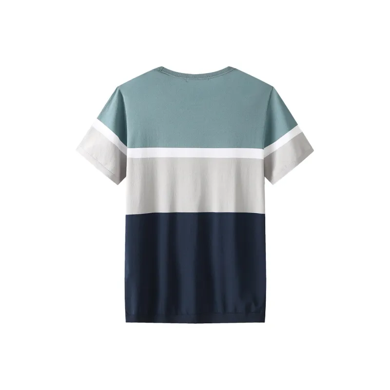 ARTSDON T Shirts Men Light Green Stripes-1