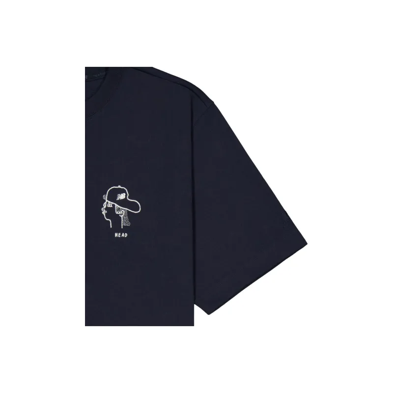 New Balance NB Grey T Shirt Men's Navy Blue-2