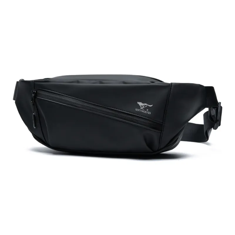 SEPTWOLVES Artificial Leather Sling Bag Regular Unisex Black-7