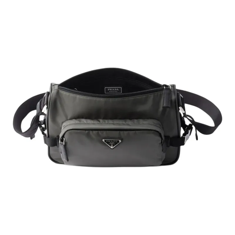 PRADA Recycled Nylon Shoulder Bag, Crossbody Bag Medium Size Unisex Forest Green-3