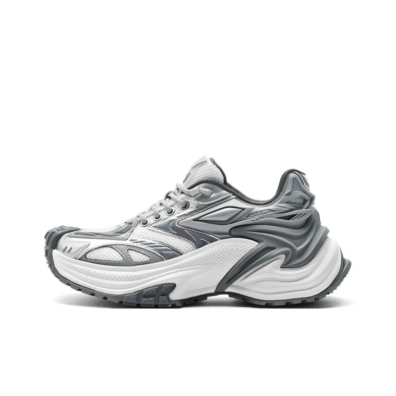 OGR Cushioning Abrasion Resistant Height Increasing Lightweight Mat Low Top Chunky Sneakers Unisex Gray-0
