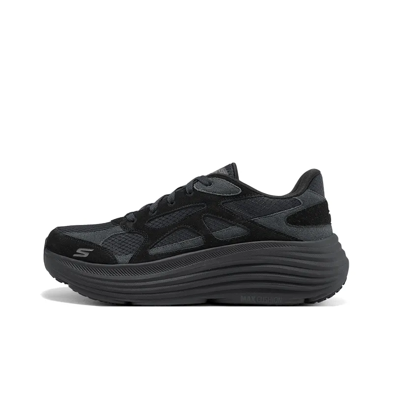 Skechers Cushioning Abrasion Resistant Breathable Coverage Low Top Running Shoes Men's Black-0