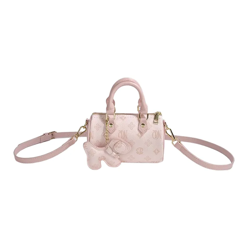 YOUR NAME PU Crossbody One Shoulder Handbag Women's Pink/Ecru/Brown-0