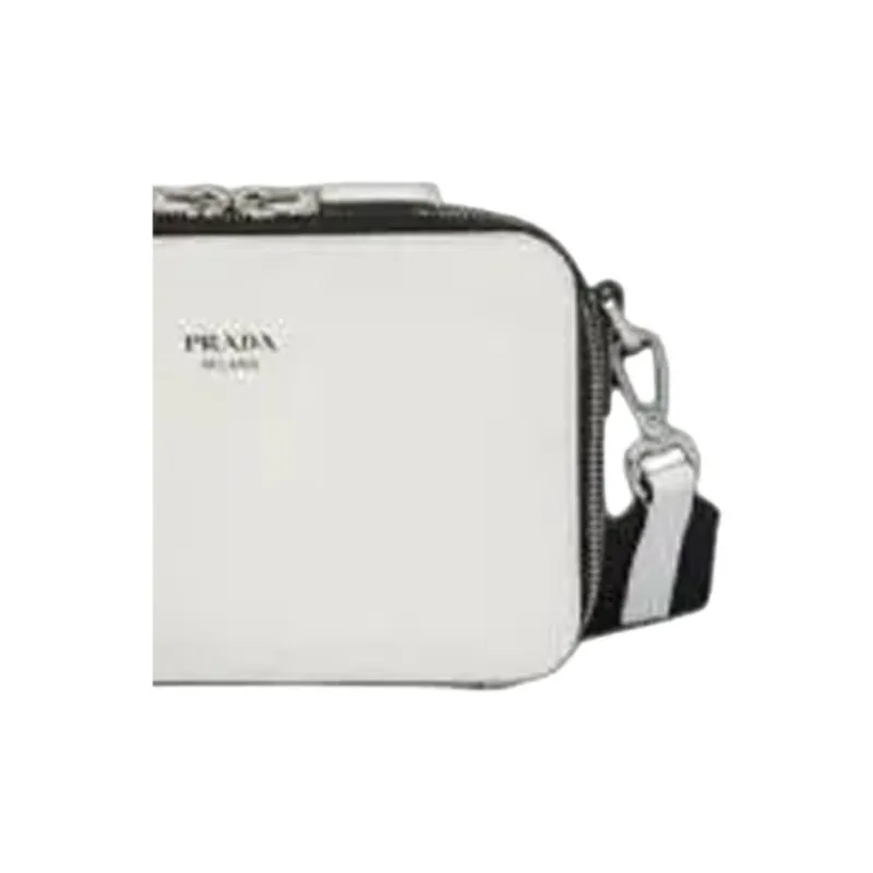 PRADA Brique Leather Shoulder Bag Unisex White-4