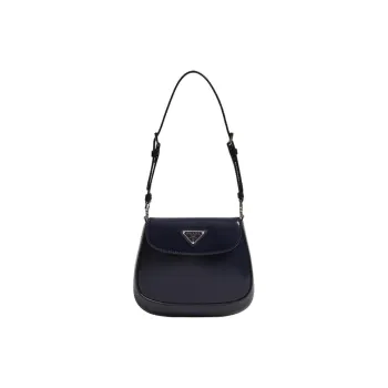 PRADA Cleo Leather Shoulder Bag Mini Women's Dark Blue