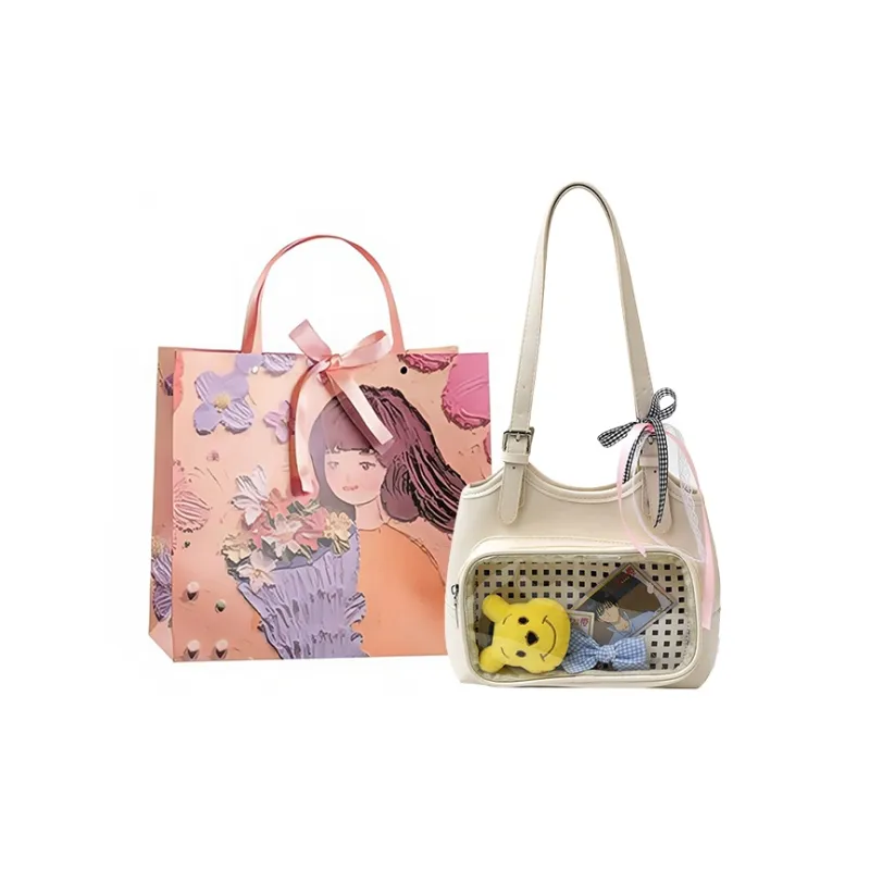 PARK DANCE PU Shoulder Bag Women's Ecru/Black/Green/Blue/Pink-0