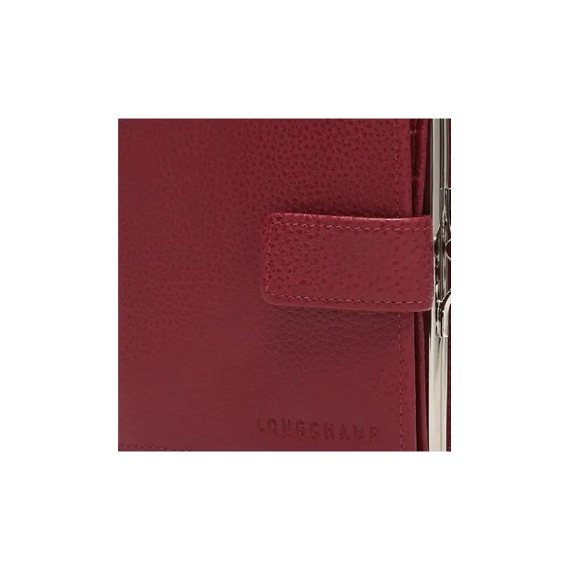 LONGCHAMP Le Foulonné Cow Leather Wallet Women's Beetroot Red-3
