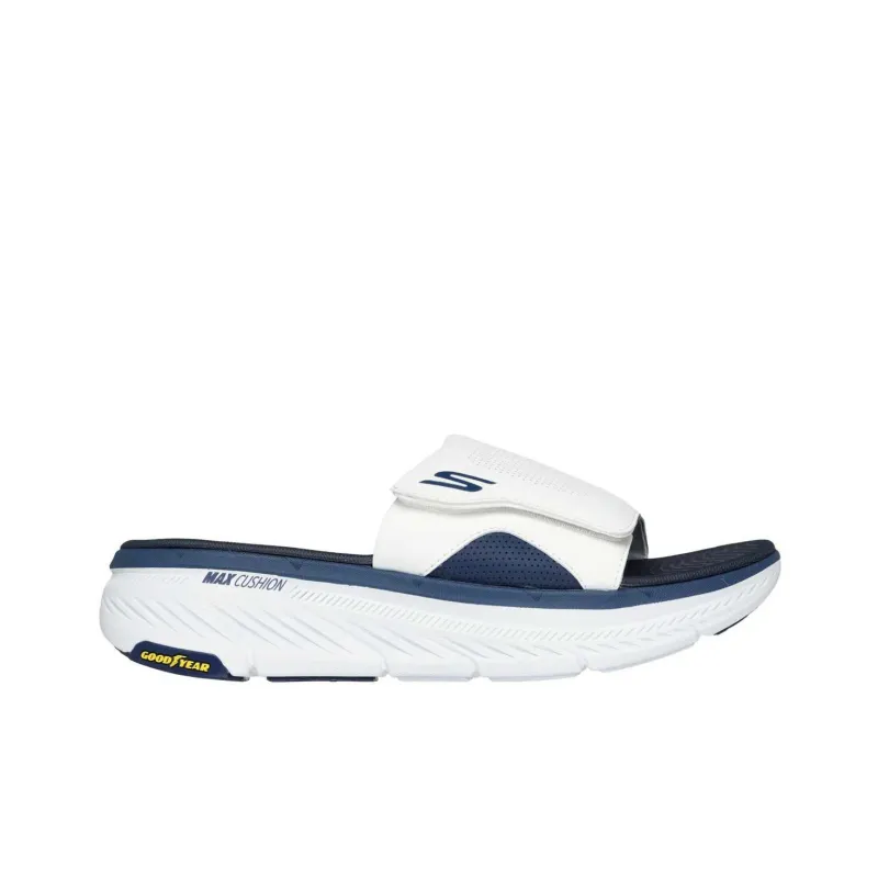 Skechers Max Cushioning Premier 2.0 Rubber Sole Slip Resistant Slide Slippers Men's White Blue-1