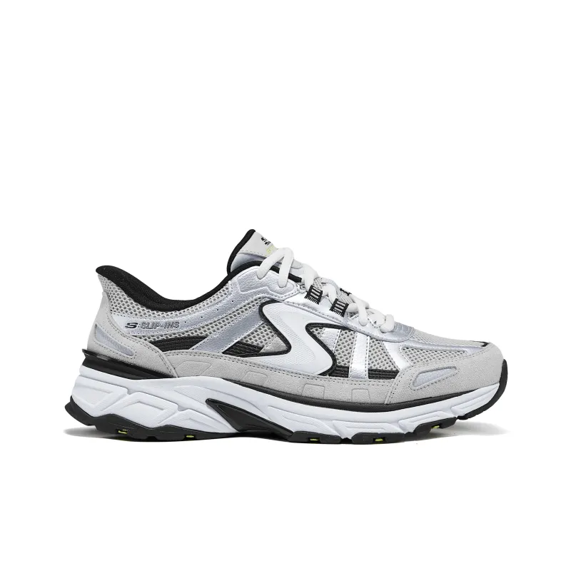 Skechers Silver Wing Anti Slip Wear Resistant Low Top Chunky Sneakers Unisex Silver Gray-1