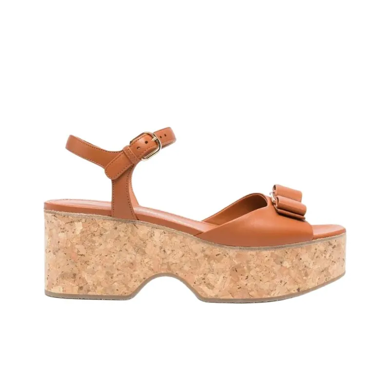 FERRAGAMO One Strap Sandals 7cm Women's Brown-1