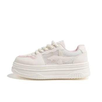 HUANQIU Slip Resistant, Lightweight, And Breathable Low Top Skateboard Shoes Women's Beige Pink