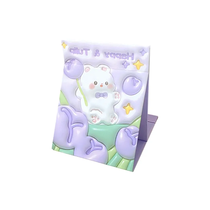 LUTEDAN Cartoon Foldable Make Up Mirrors Desktop Stand Large Size-6